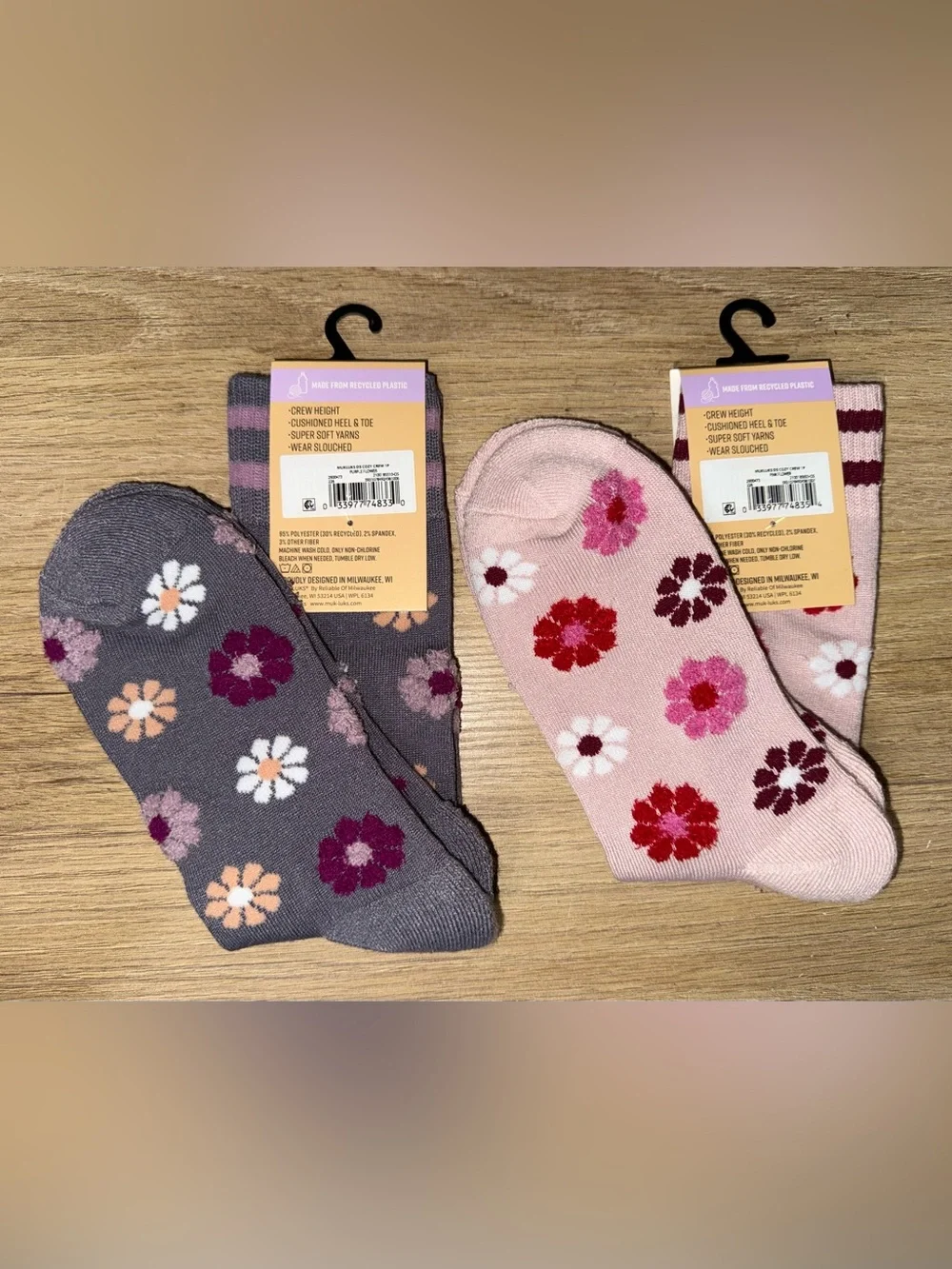 NEW MUK LUKS SET OF 2 Cozy Crew Socks. Size 6-11.